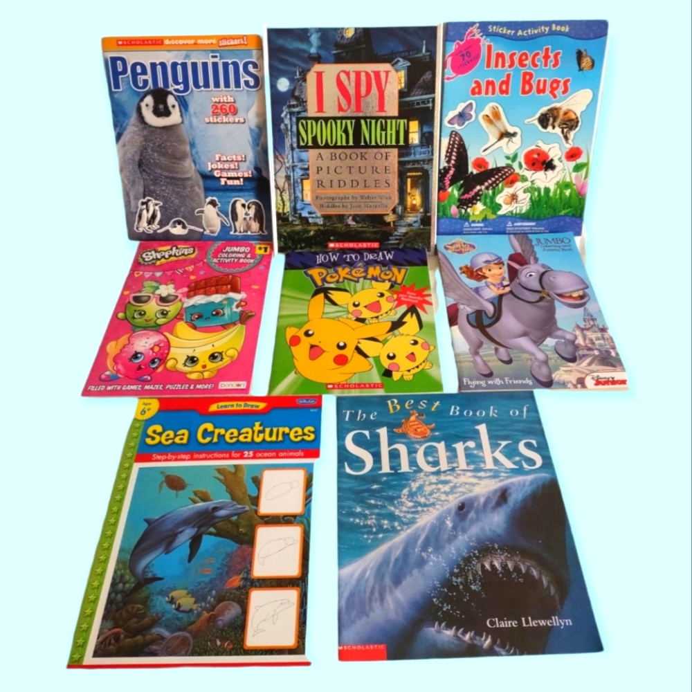 I spy How to draw Sticker Activity Educational Coloring Book Bundle of 8